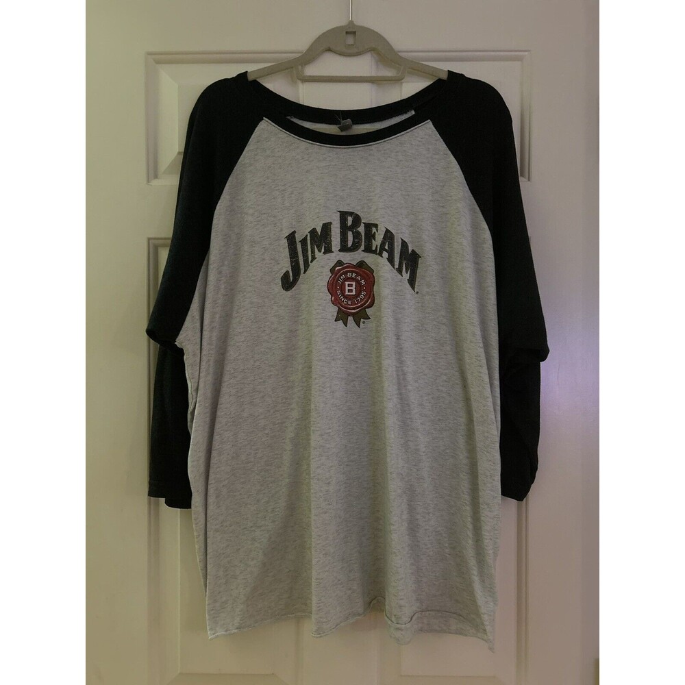 Jim Beam Bourbon Distressed Long Sleeve Baseball Raglan Style Shirt 3XL